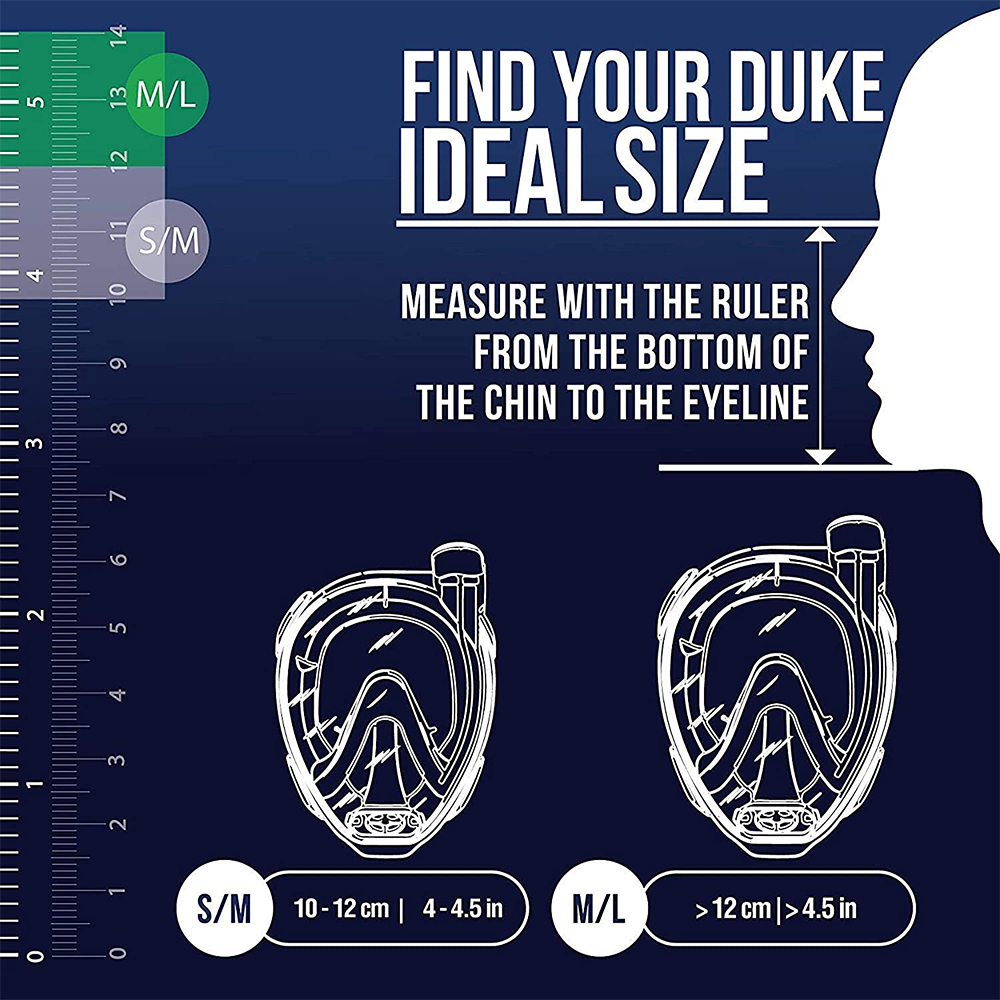 Cressi Duke Full Face Snorkel Mask Size Chart