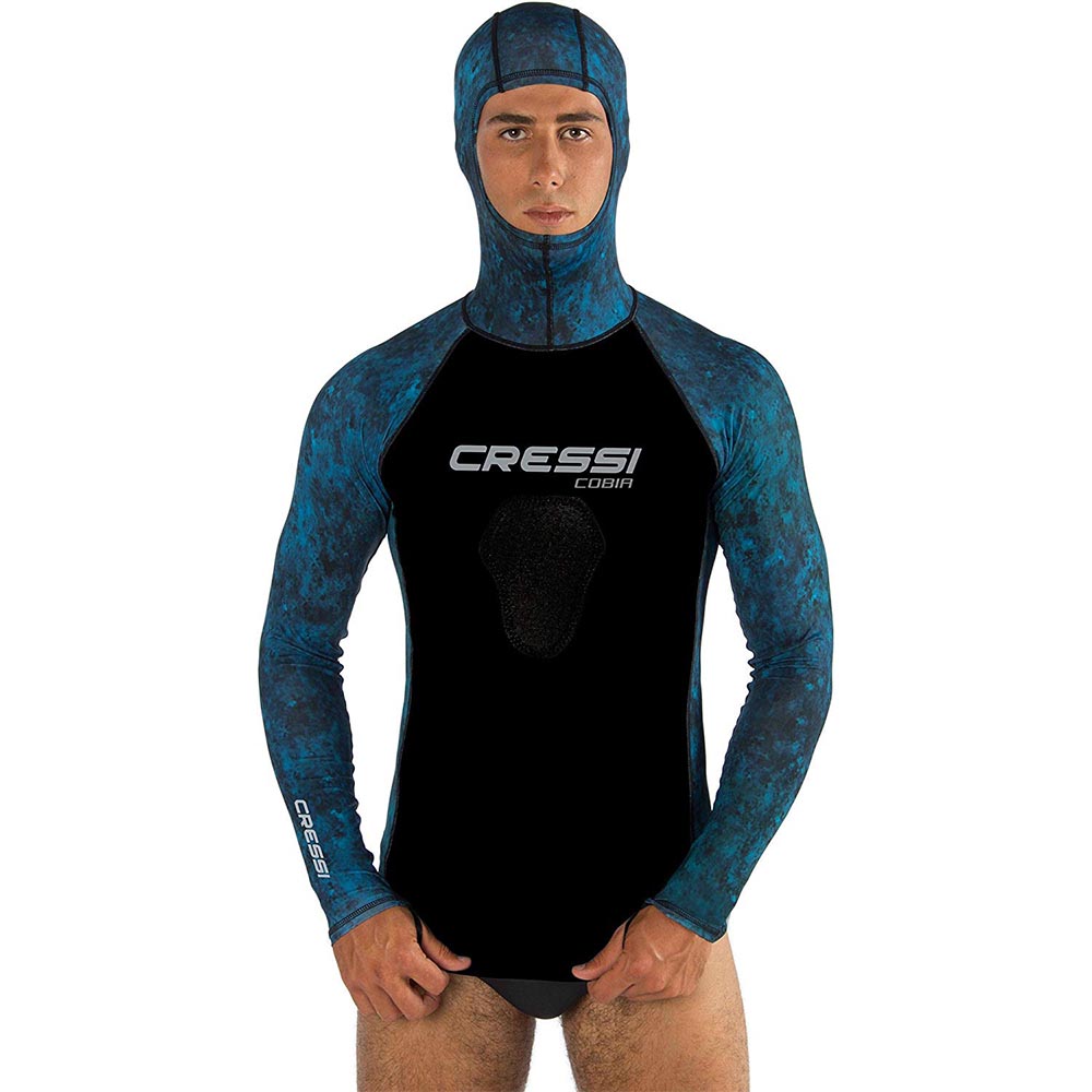 Cressi Rash Vest Hooded Top Cobia Camo Blue 1mm