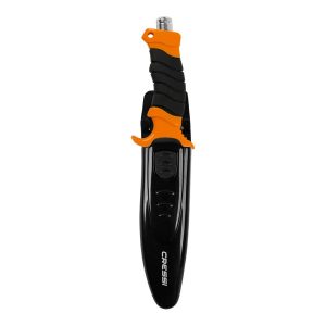 The Cressi Cobra Knife, black with black/orange handle