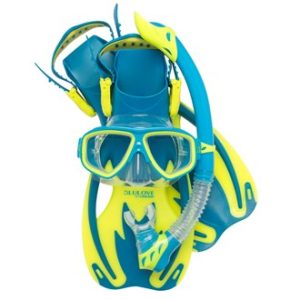Cressi Kids Rock Mask Snorkel Fin Set Lime Blue